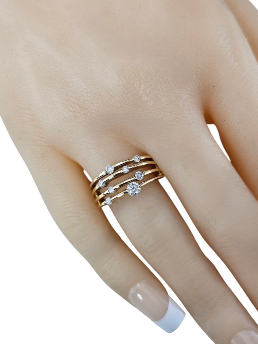 14K Yellow Gold Diamond Multi-Band Ring Size 7 #25412 - Picture 7 of 7